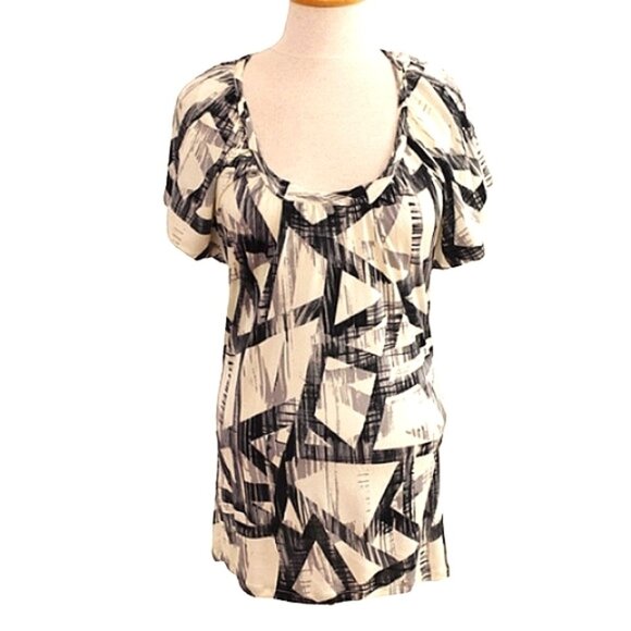 Armani Exchange Scoop Neck Stretchy Geometric Graphic Print Tee- Sz. Sm - Picture 1 of 4